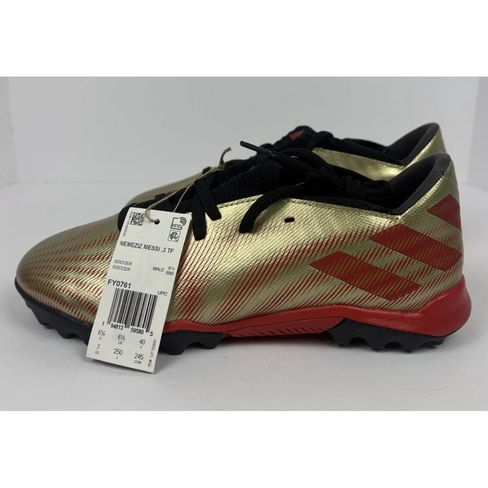 NWT Adidas Nemeziz Messi .3 TF FY0761 Soccer Shoe Male Size 7 Gold/Red.